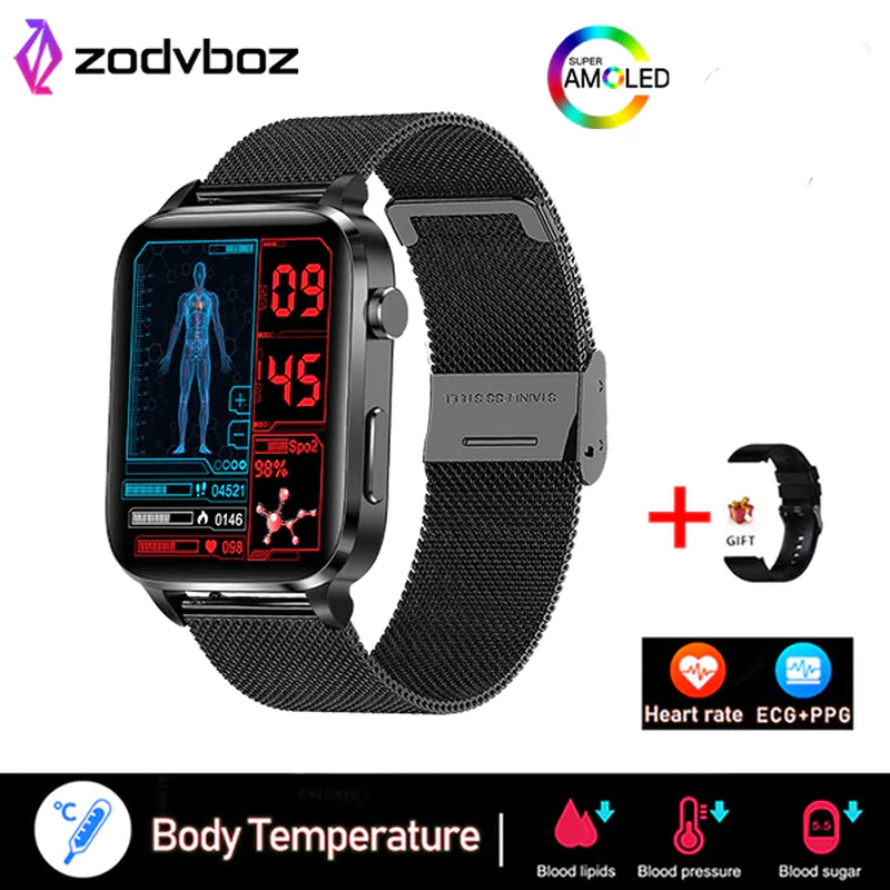 "Smart Blood Sugar Monitor Watch - Health & Fitness Tracker for Men and Women"